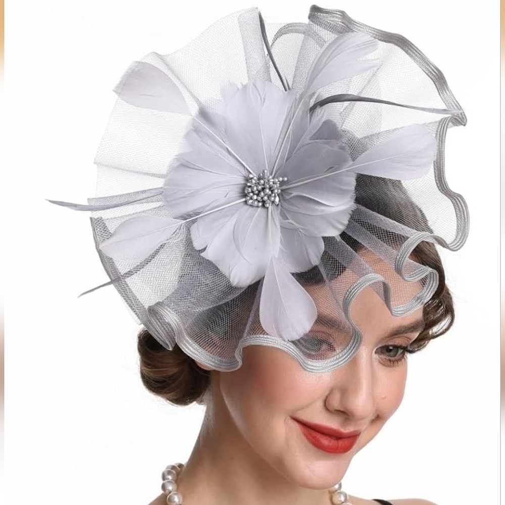 NEW! Beautiful Silver Gray Kentucky Derby Hat